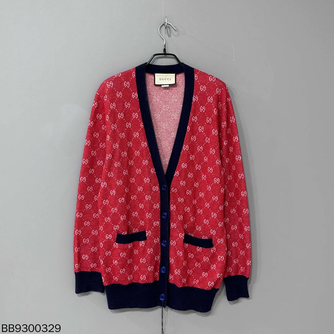 99新 GUCCI/古驰 红色满印开衫/XS码/00329