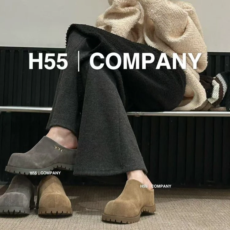 复古休闲一脚蹬包头拖鞋女外穿2025年新款大头半拖增高厚底博肯鞋