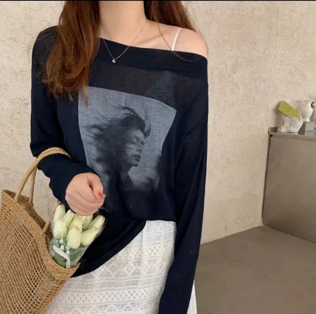 一字肩人人防晒夏季