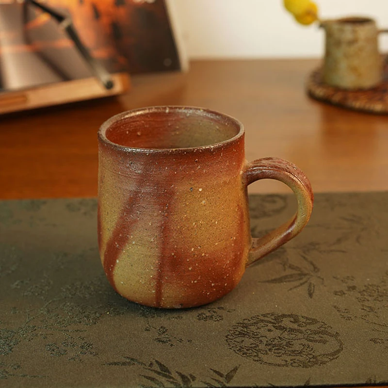 伊禾集物 日本备前烧匠人柴冈大介作品 马克杯 水杯 咖啡杯 绯鞠