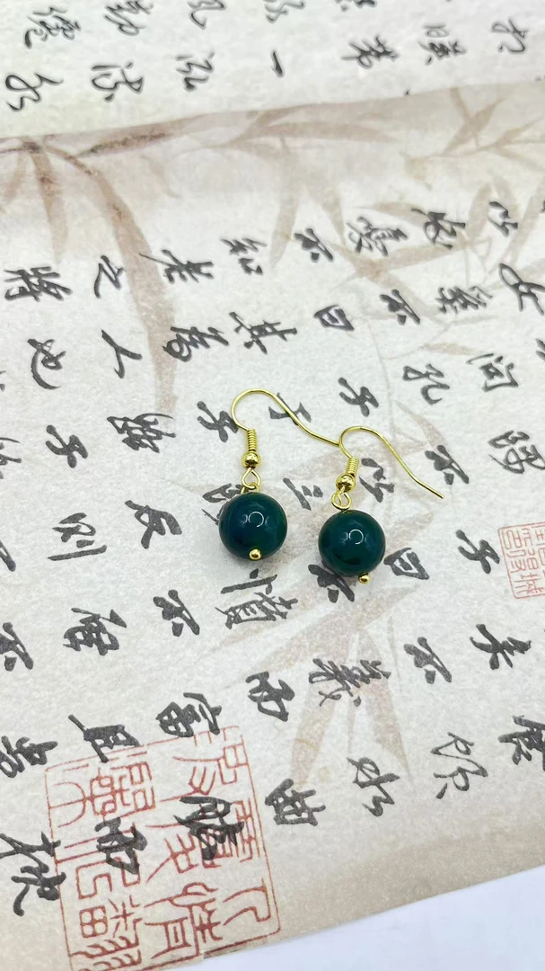 [元宵节厂长专属福利款]天然玉石复古绿色珠子耳坠多样性发货M149
