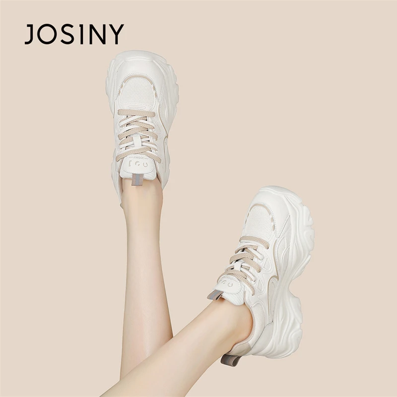 卓诗尼小白鞋女2025新款夏季松糕厚底休闲鞋防滑软底通勤老爹鞋子