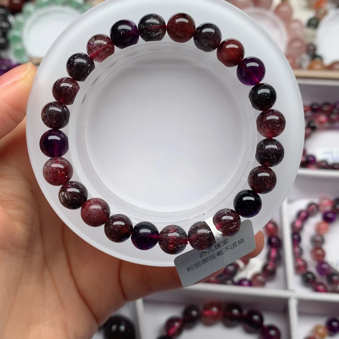 水晶手链未镶嵌满矿黑加仑7.6