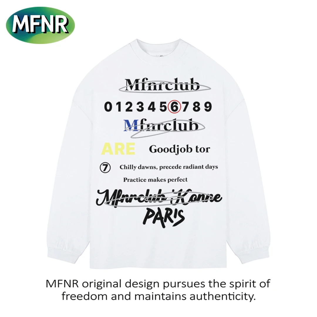 美式复古圆领重磅纯棉长袖t恤男秋冬设计感小众字母印花宽松上衣