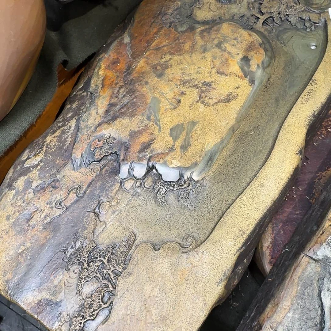 陈***家歙砚石刻茶盘茶盘