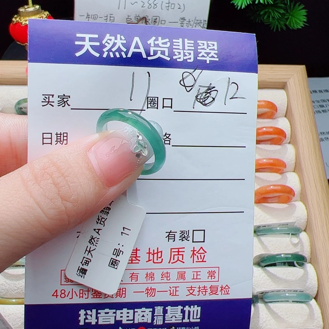 翡翠未镶嵌戒指天然