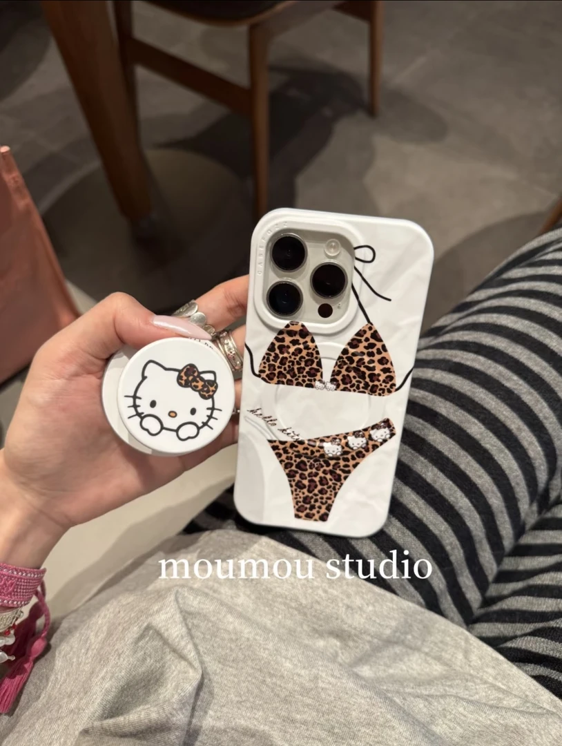 ins豹纹比基尼KT磁吸二合一菲林苹果16promax/15/14/13防摔手机壳