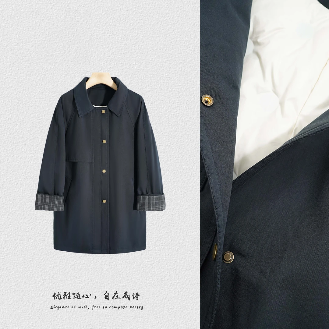 【90新国标白鸭绒】2025新款韩版高级感派克服女冬季挽袖翻领羽绒服