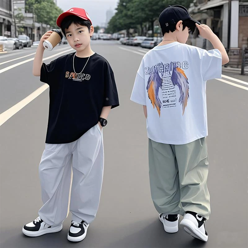 2025新款潮流夏装套装儿童时髦洋气时尚夏日实用短袖长裤痞帅体恤