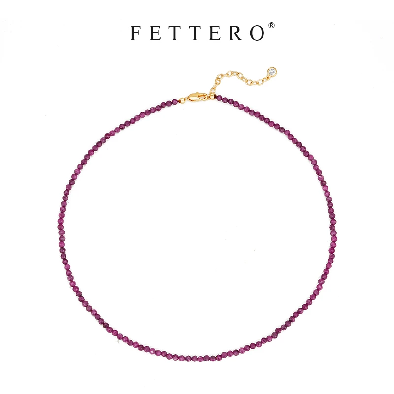 fettero 铜合金项链 【金色红宝色切珠项链】气质轻奢时尚小众