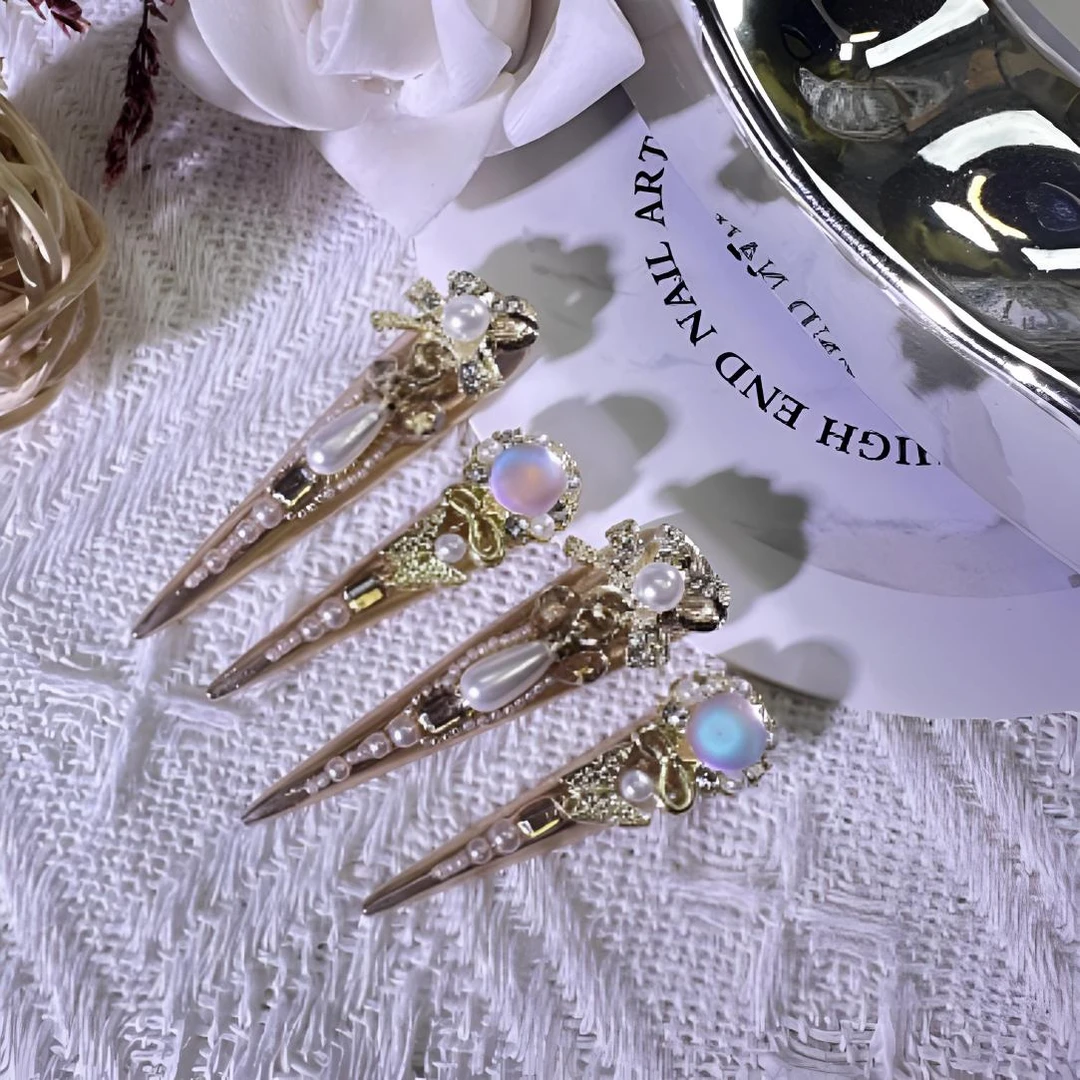 古典宫廷风护甲手工穿戴甲高级显白 直播间扣编码