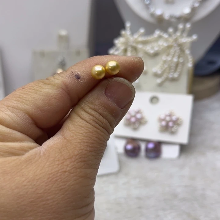 淡水珍珠耳饰银S925镶嵌