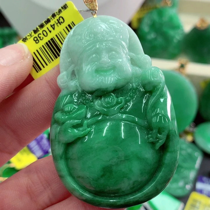 吊坠(不含链)18K金镶嵌翡翠