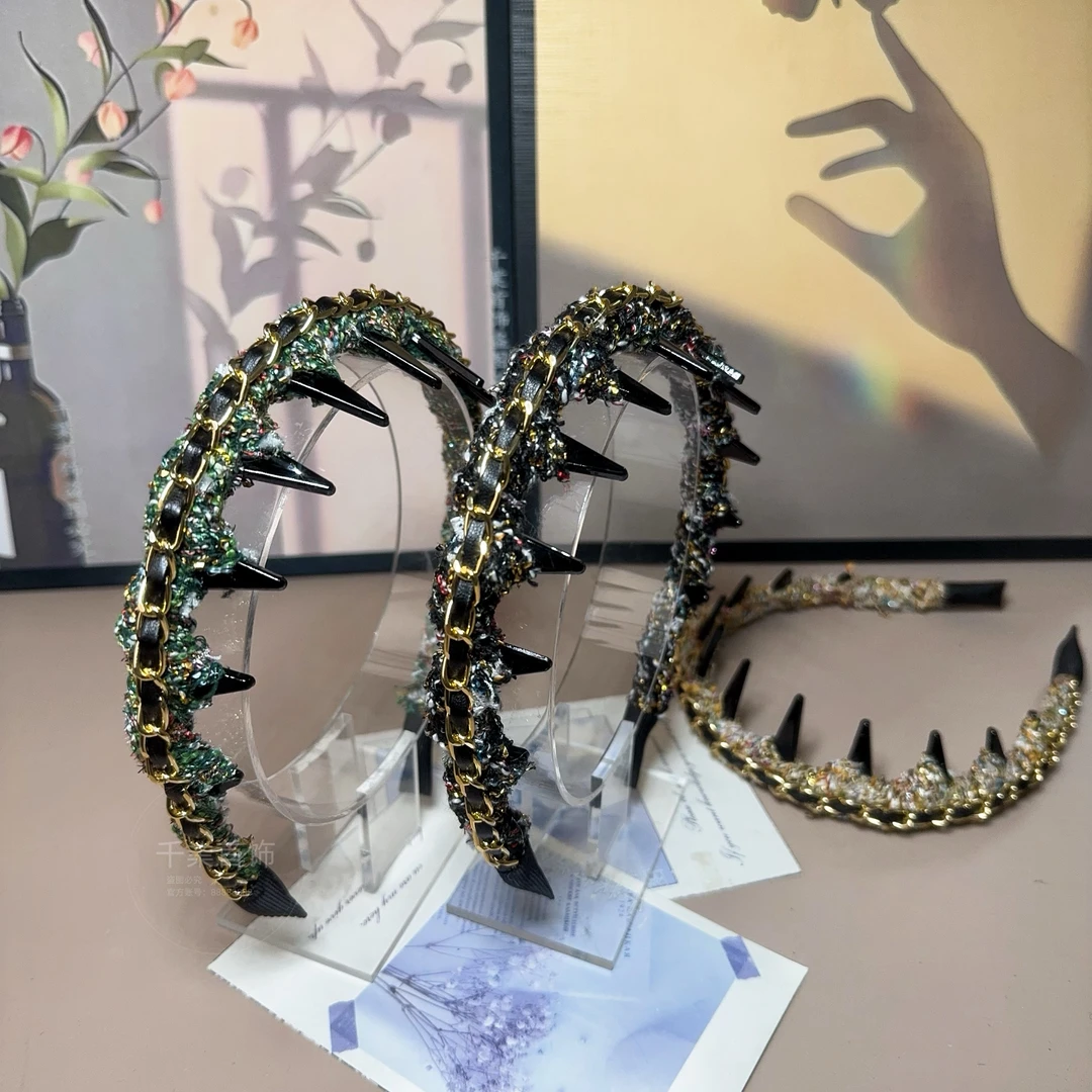 【香谢】韩版新款高级感小香风链条高颅顶倒齿时尚气质发箍T0991