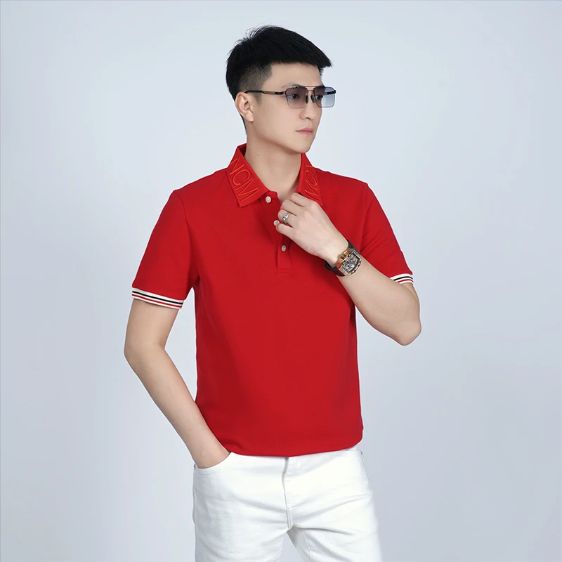 【I.TEX】 夏季时尚简约纯色徽章POLO衫男潮流百搭休闲商务修身短袖