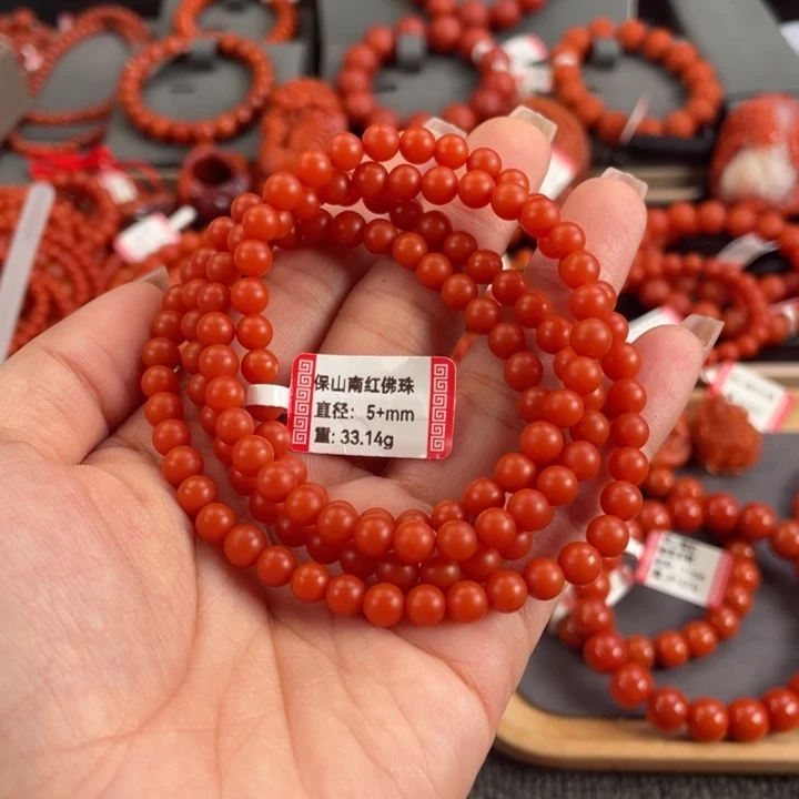 微***微南红玛瑙未镶嵌手链保山南红多圈