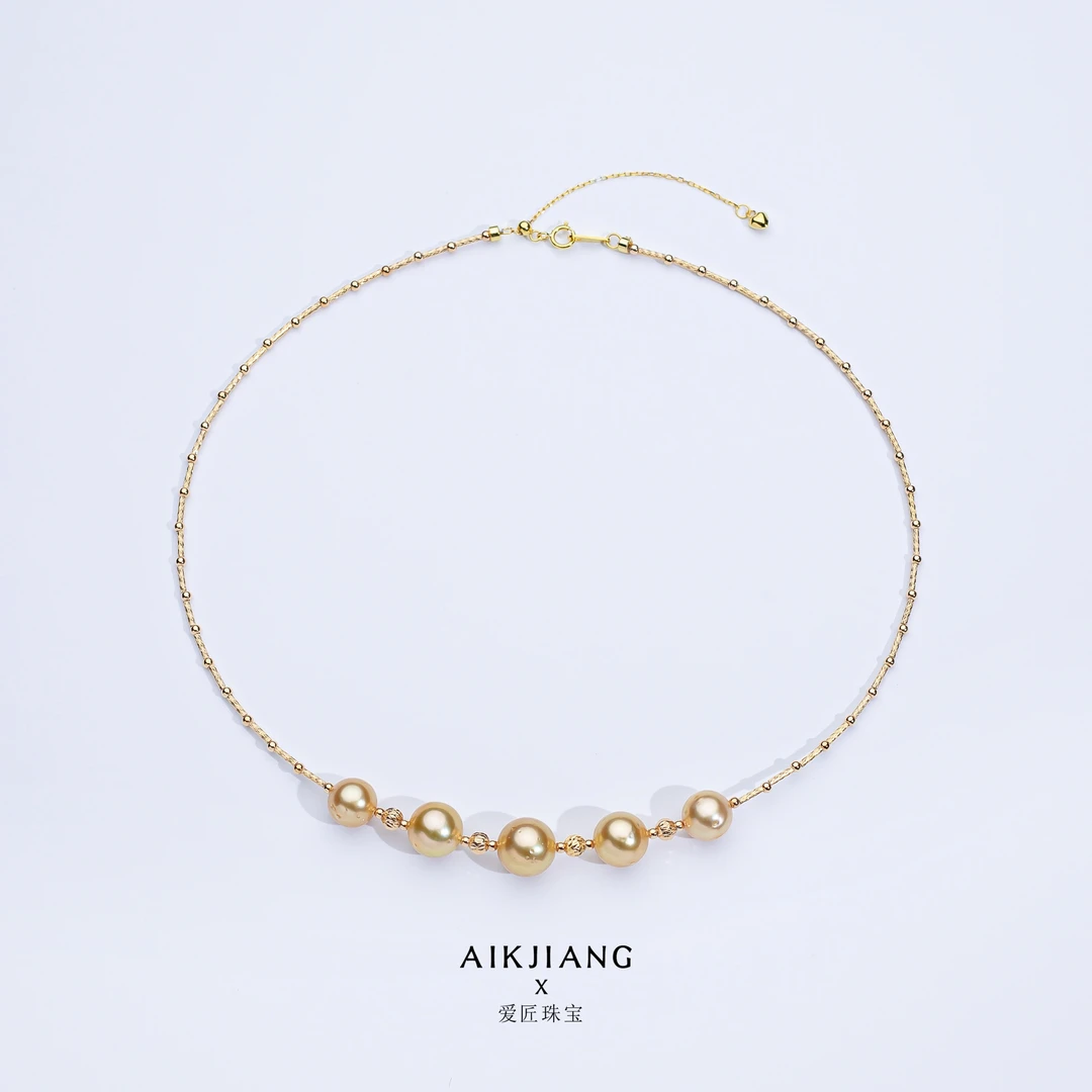 AIKJIANG/爱匠【白总】海水金珠微笑链 9-11mm S925银百搭