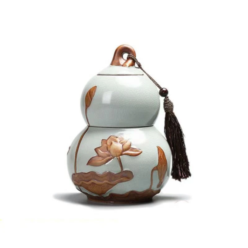 D092-汝窑葫芦莲花茶叶罐