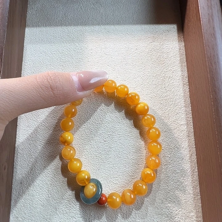 蜜蜡未镶嵌手串9.1mm蜜蜡手串