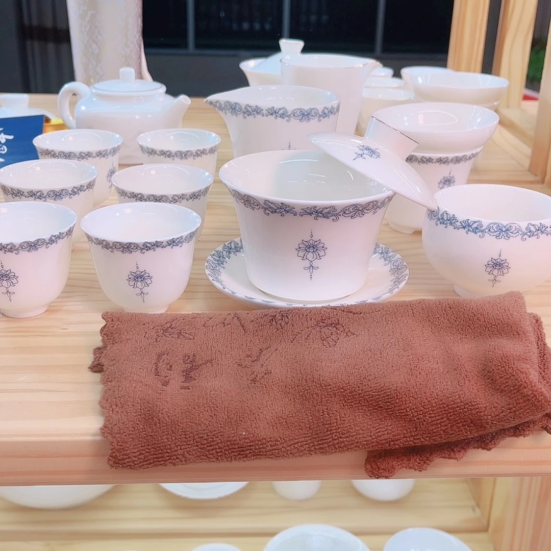 莲花纹满工11头➕茶巾