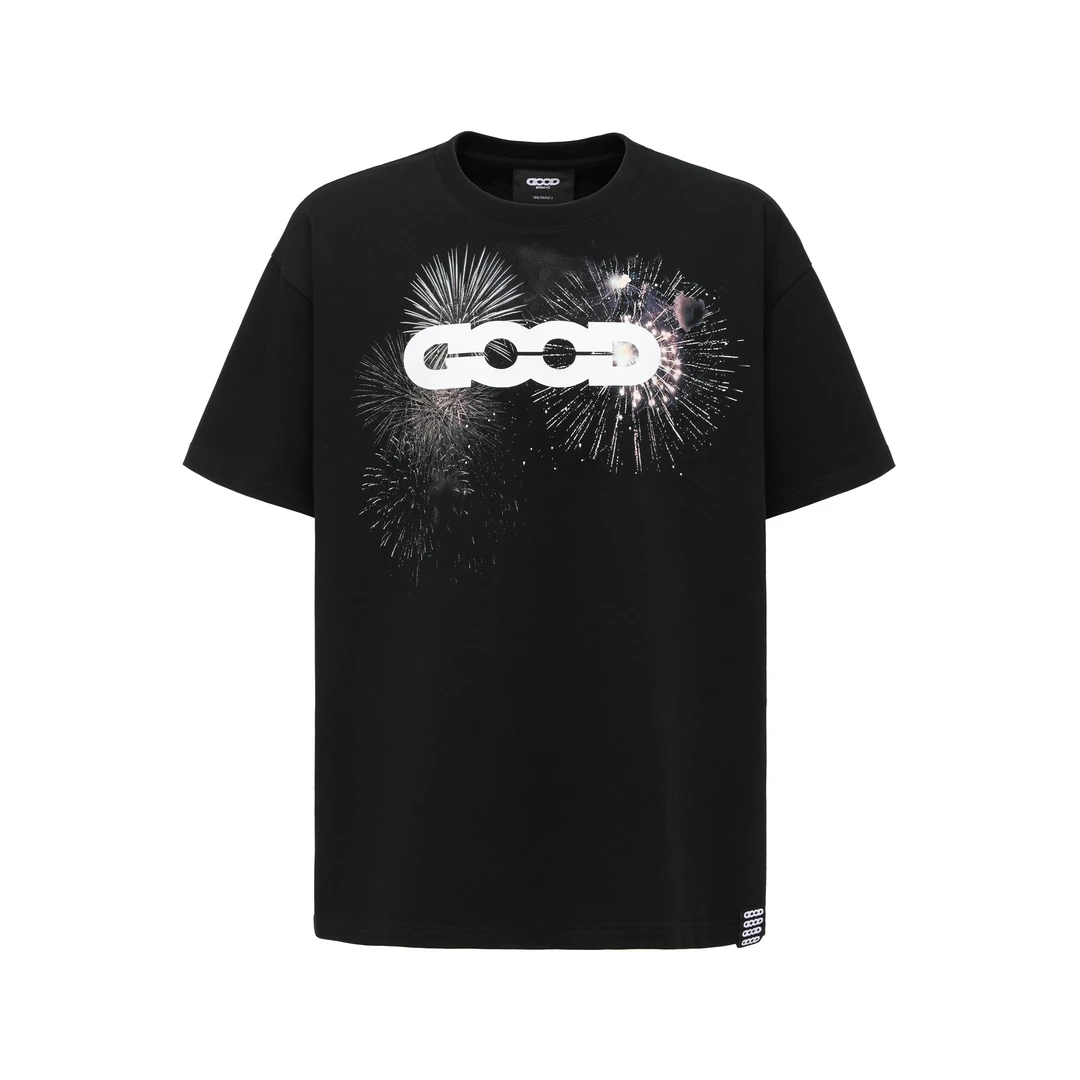 GOODBRAND 2025SS 烟花轻奢时尚高级感印花logo短袖T恤 男女同款