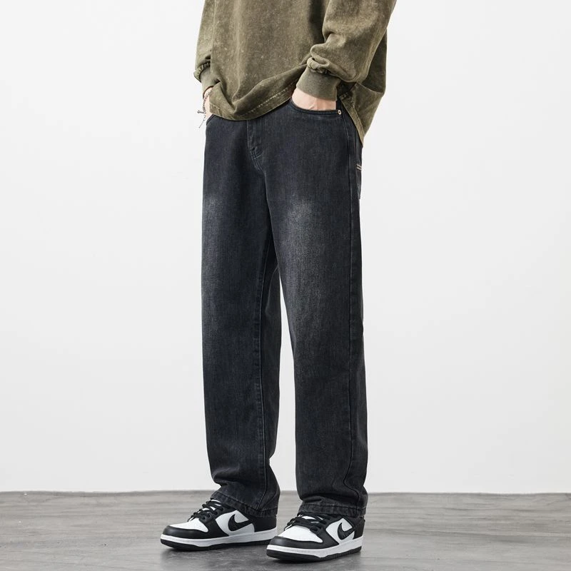 宽松春季新款港风直筒垂感无弹棉感直筒裤