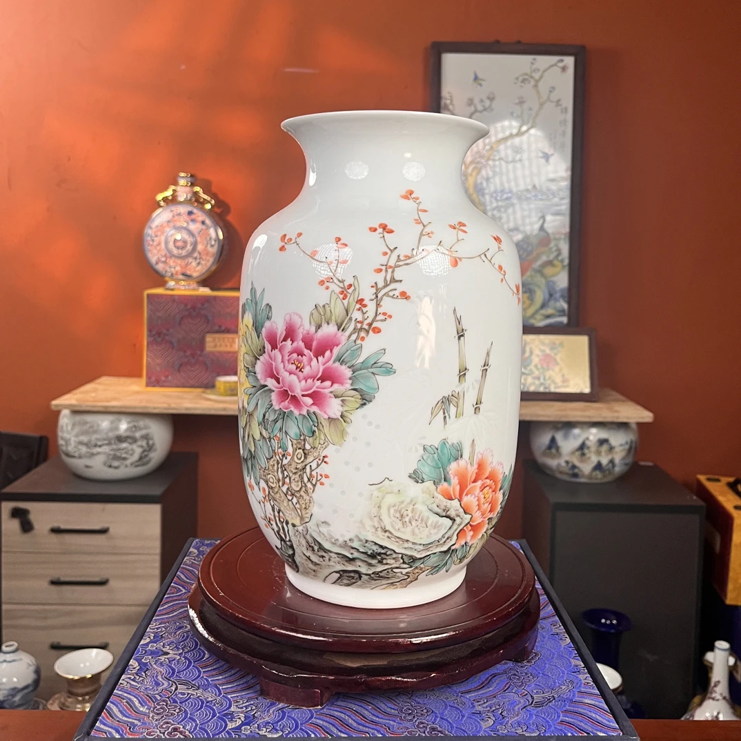 粉彩中式花瓶家居客厅电视柜装饰品书房摆设