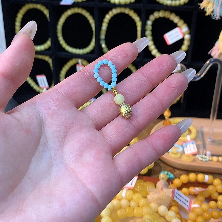 琥珀手链未镶嵌丫**欢蜜蜡手串圆珠