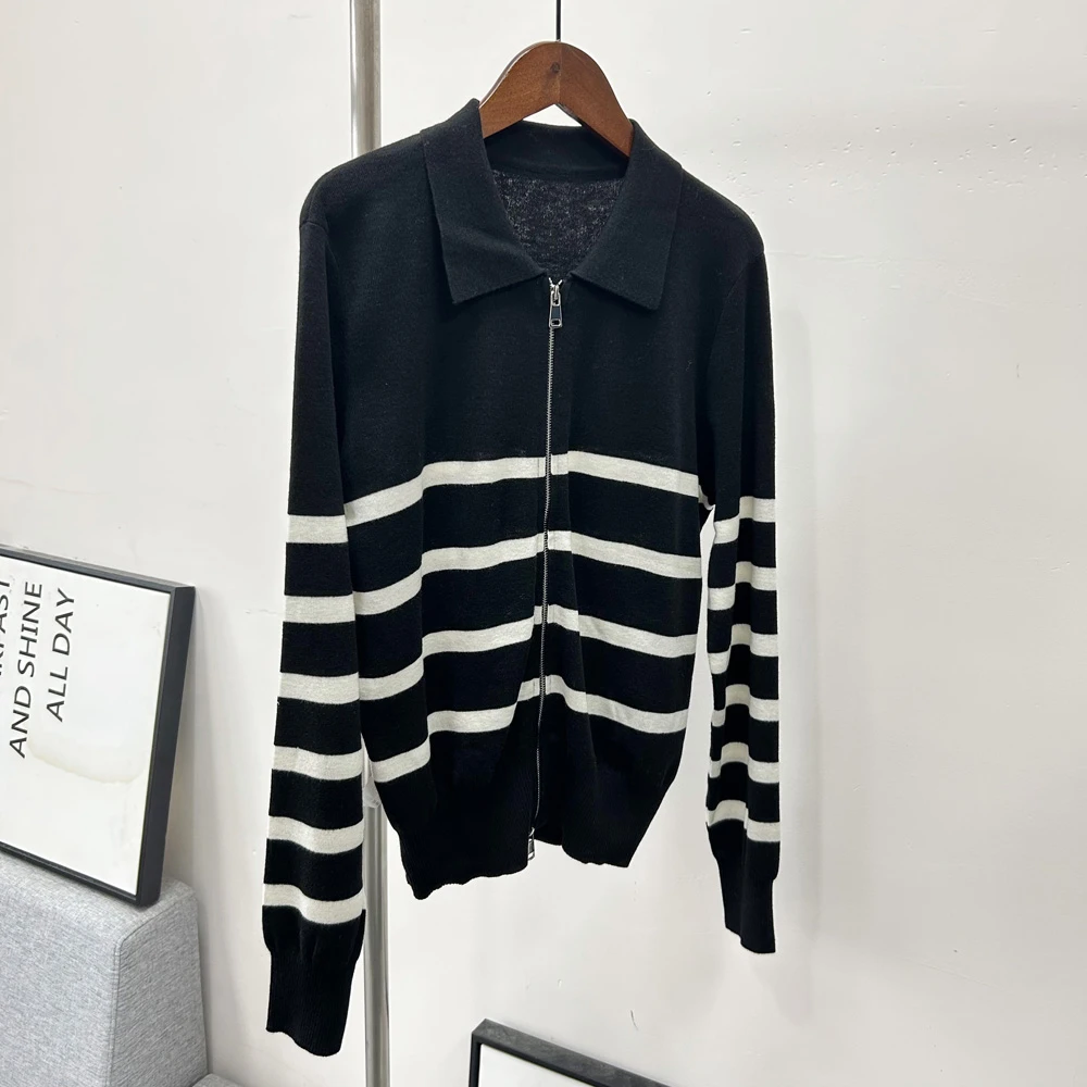 美丽诺羊毛拉链开衫【衣长60】羊毛针织打底衫休闲拉链开衫