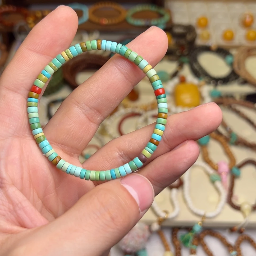 绿松石未镶嵌手链绿松石调色盘药片手串
