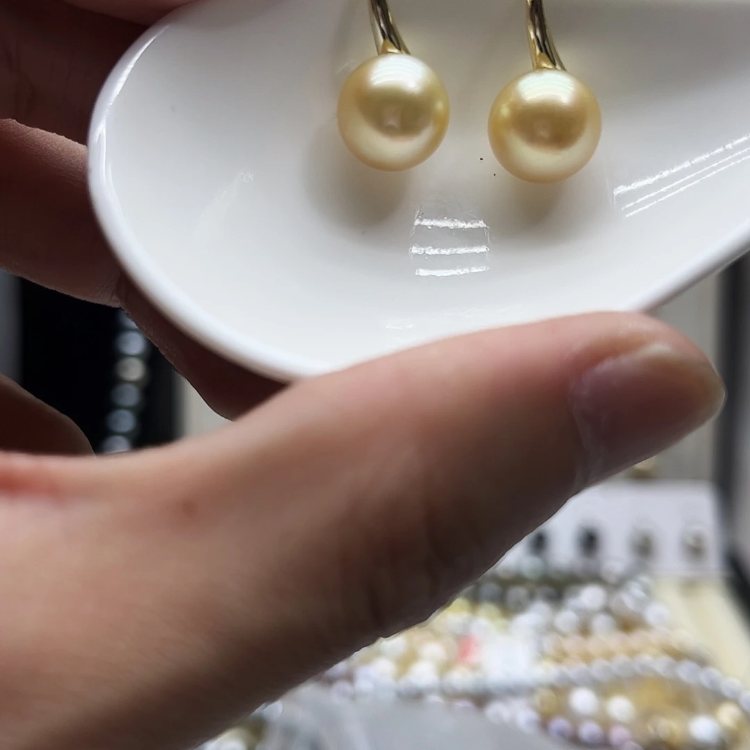 海水珍珠银S925镶嵌耳饰