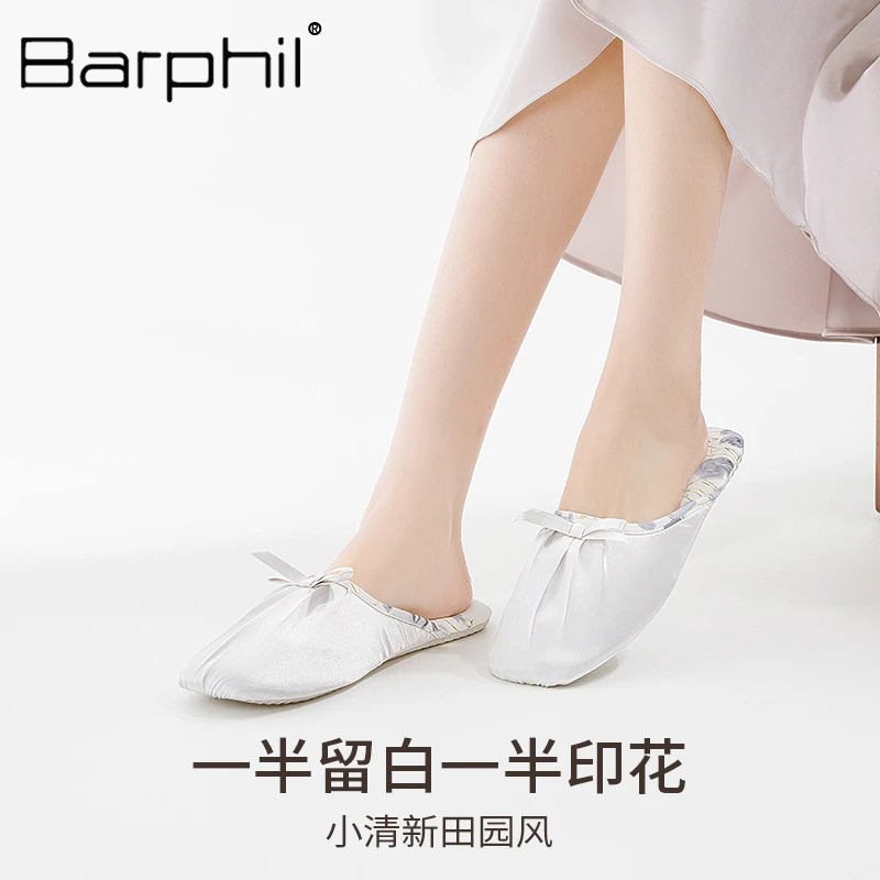 布艺包头半拖鞋居家室内女高级感家居静音布艺拖鞋手外穿包头毛毛