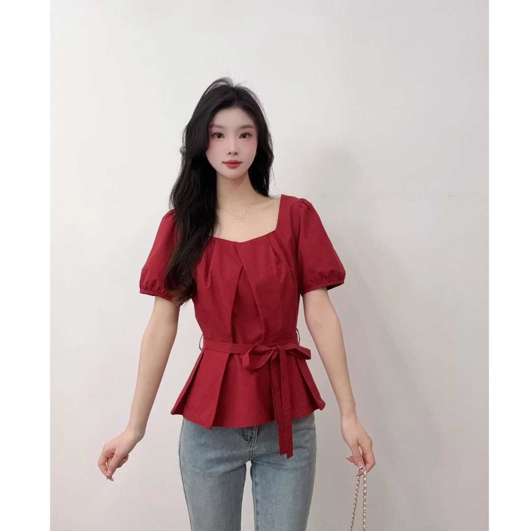 IEF/爱依服2025年夏季新款时尚高级温柔小女人显瘦遮肉上衣流光风