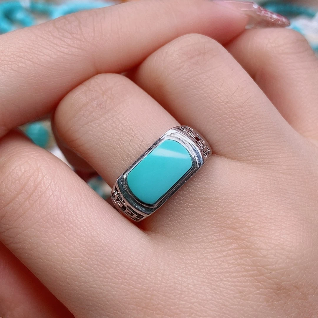 绿松石戒指银S925镶嵌
