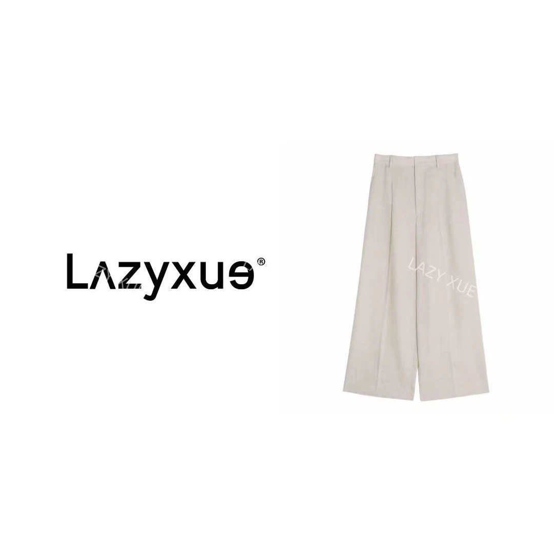 LAZYXUE薛懒懒/"亚麻"高腰直筒时尚百搭简约宽松西装休闲裤 SW701