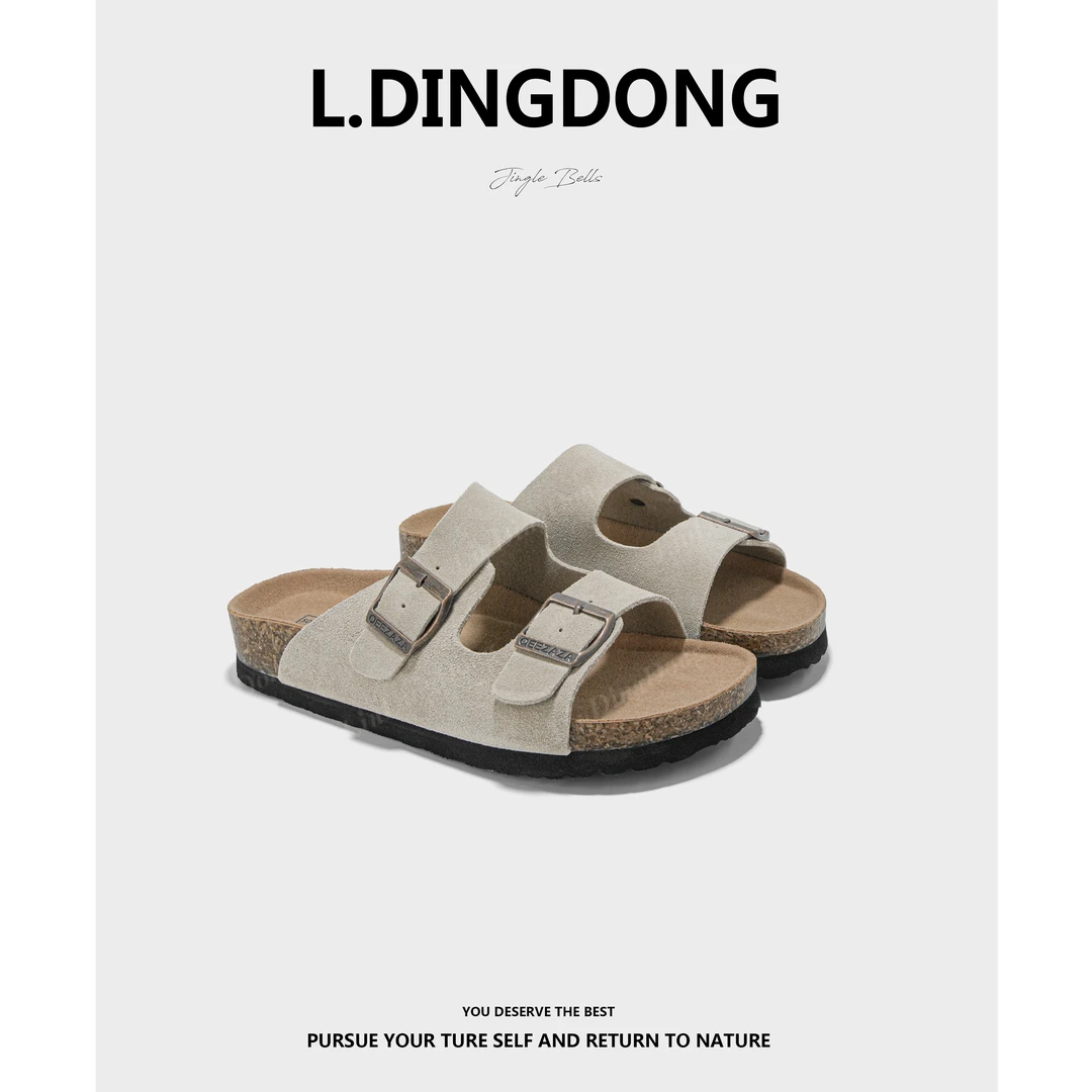 【专柜同款】真皮凉鞋女士夏季平替一字拖时尚女生商超慵懒风拖鞋