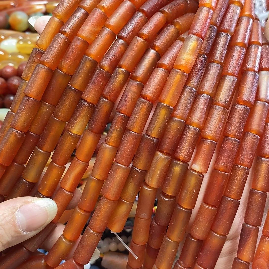 玛瑙/玉髓未镶嵌珠宝半成品橘皮玛瑙管子一条卡8*16mm