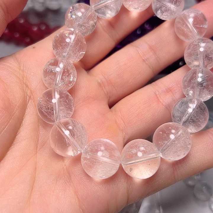 石英石非金属白啊塞水晶手链