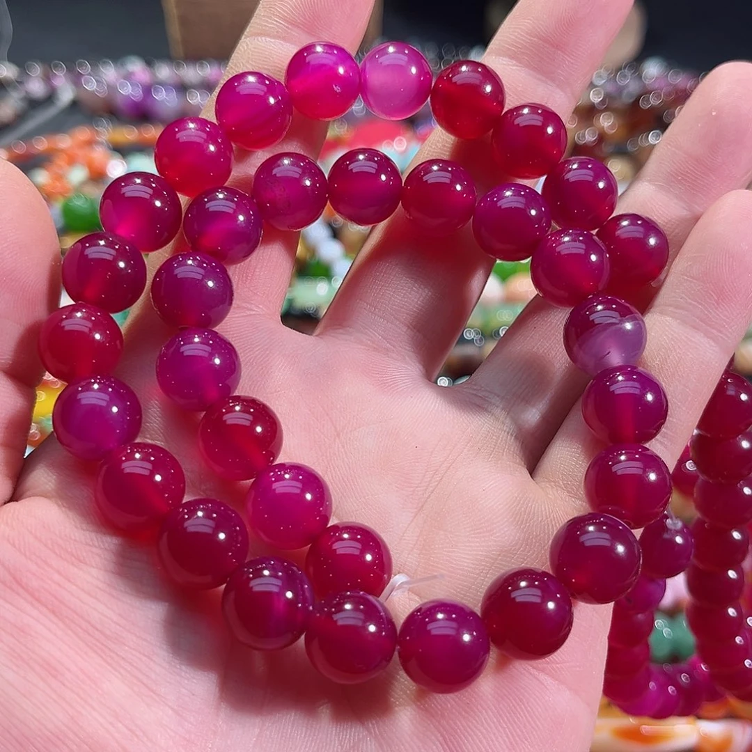 玛瑙/玉髓合金珠宝半成品乌梅紫酱玛瑙一条12mm