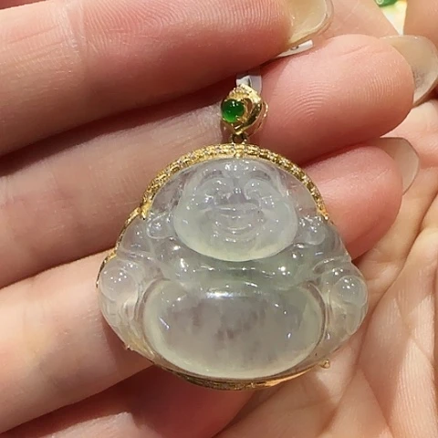 翡翠18K金镶嵌吊坠(不含链)