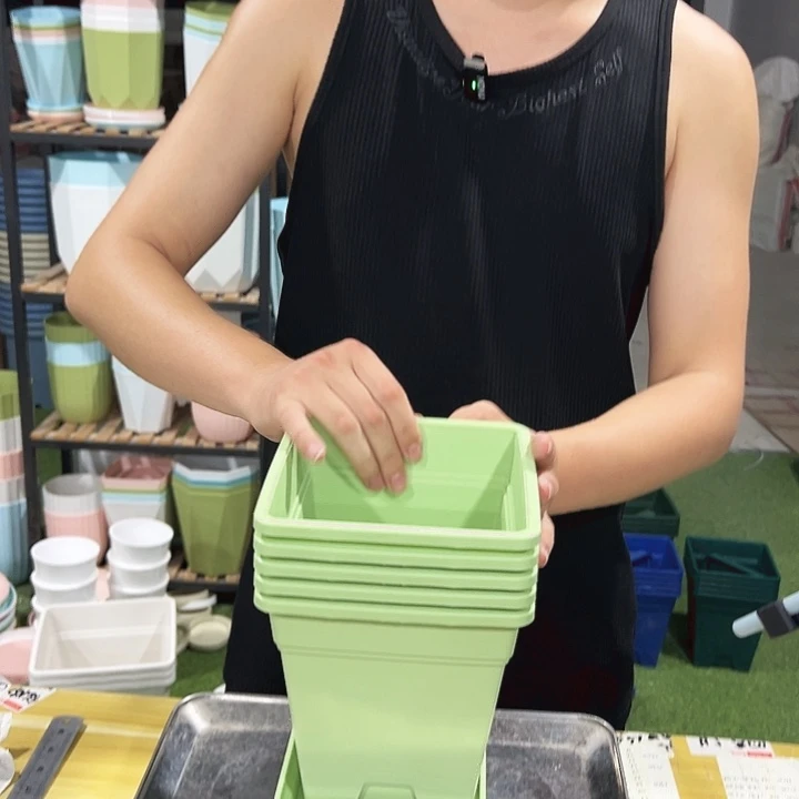 正品方盆口16高18果绿色5只带托