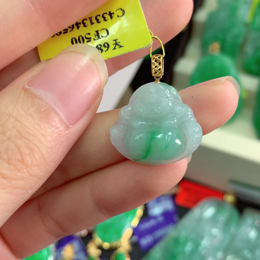 吊坠(不含链)18K金镶嵌翡翠