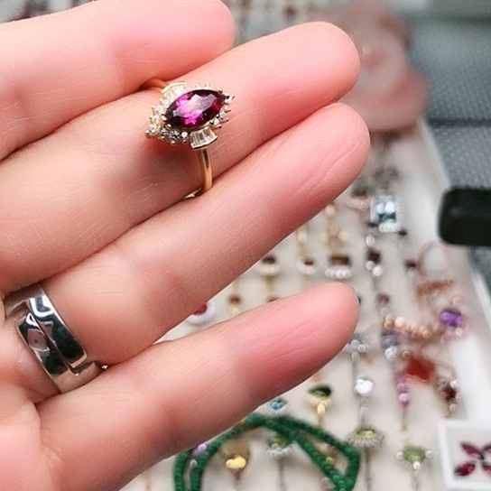 石榴石银S925镶嵌戒指