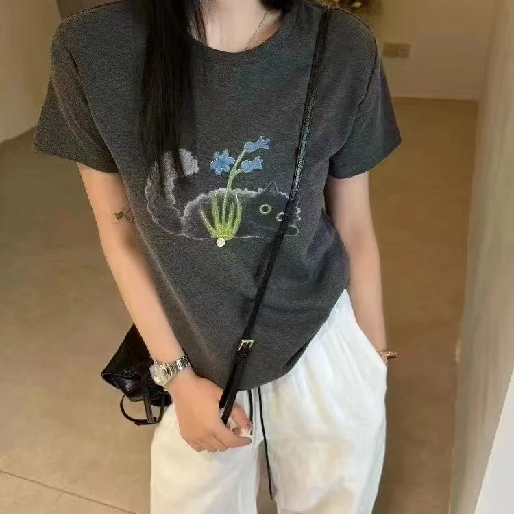 P&C studio 花朵猫咪T恤