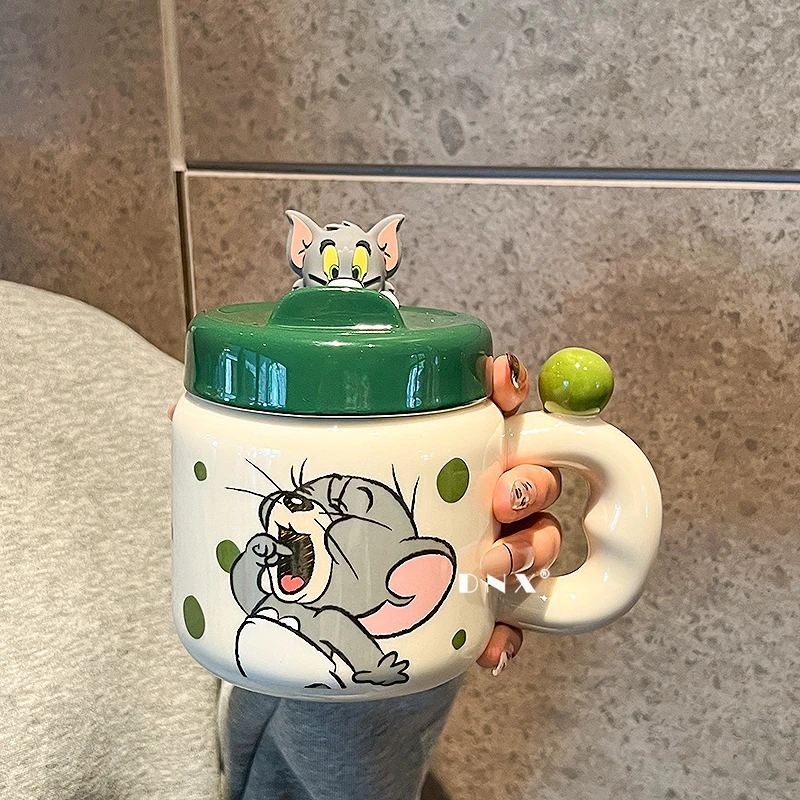 猫和老鼠马克杯女生2025新款情侣可爱陶瓷水杯带盖咖啡杯生日礼物