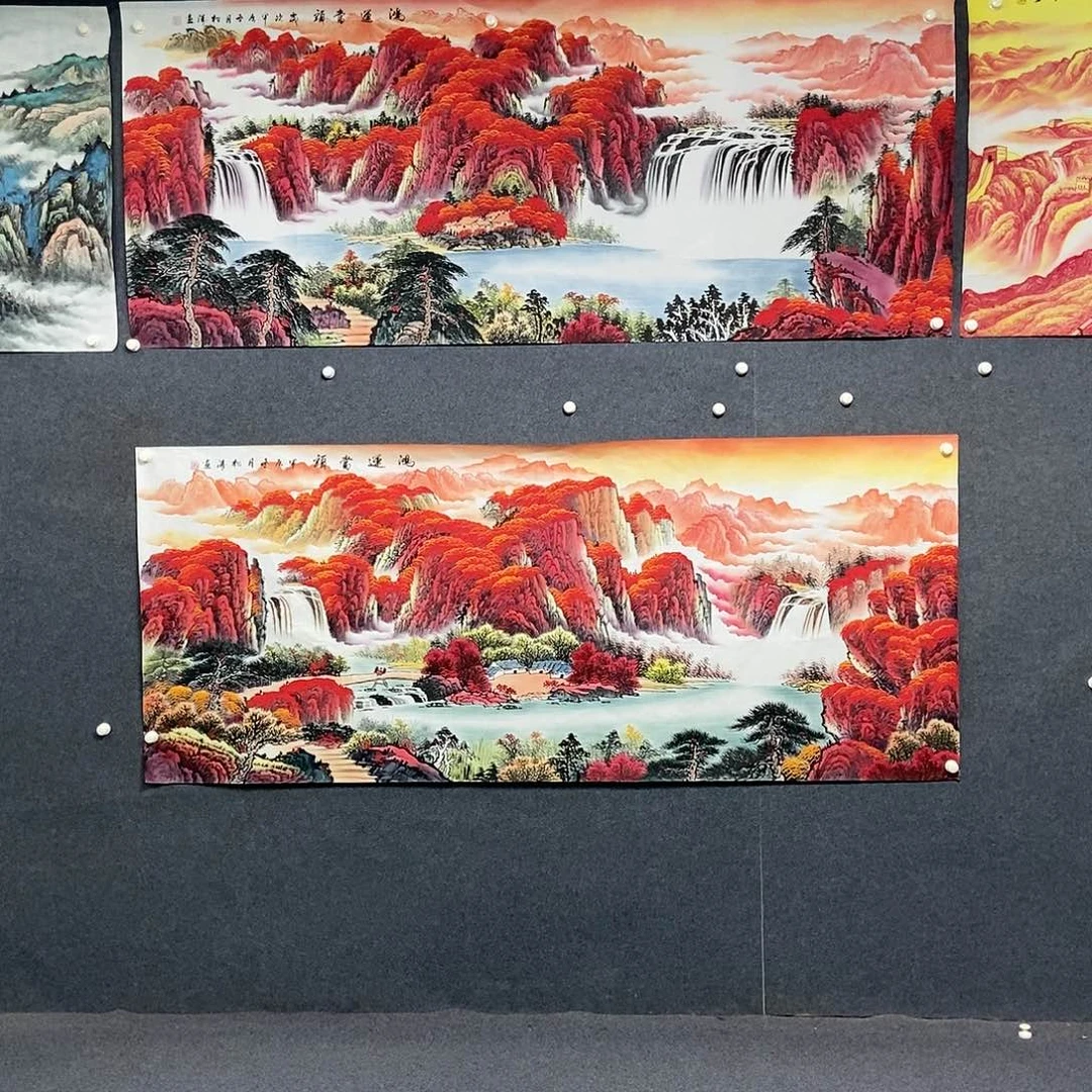 国画小八尺山水一副