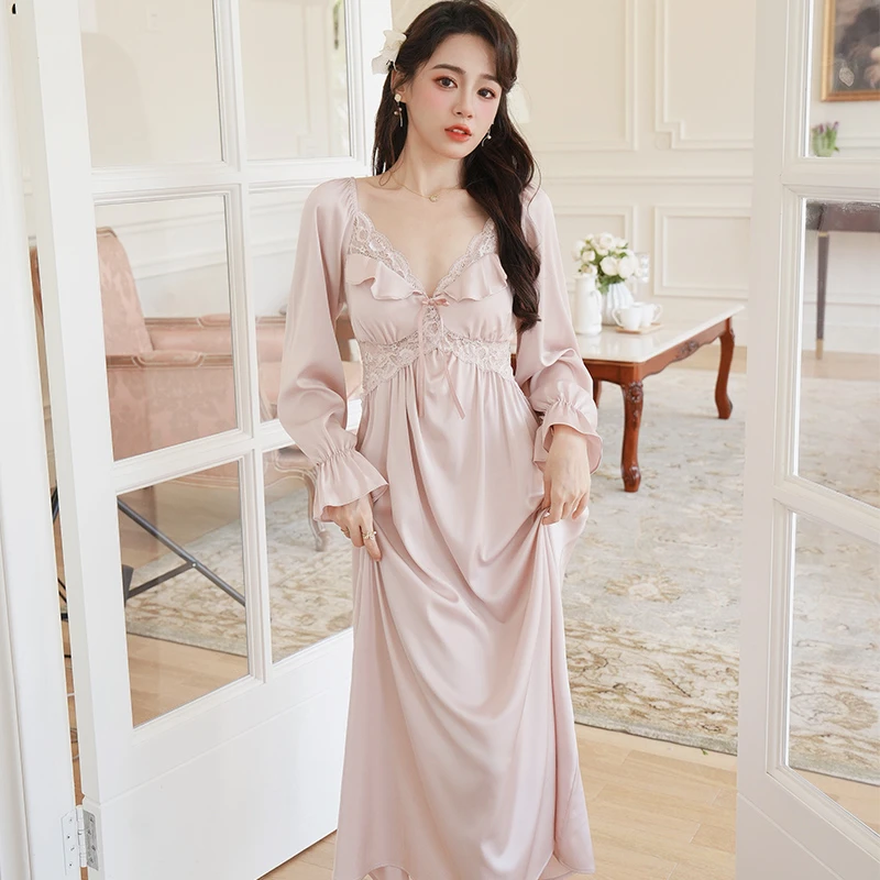 【彭裳裳】【风荷】法式风格性感女士睡衣睡裙家居服