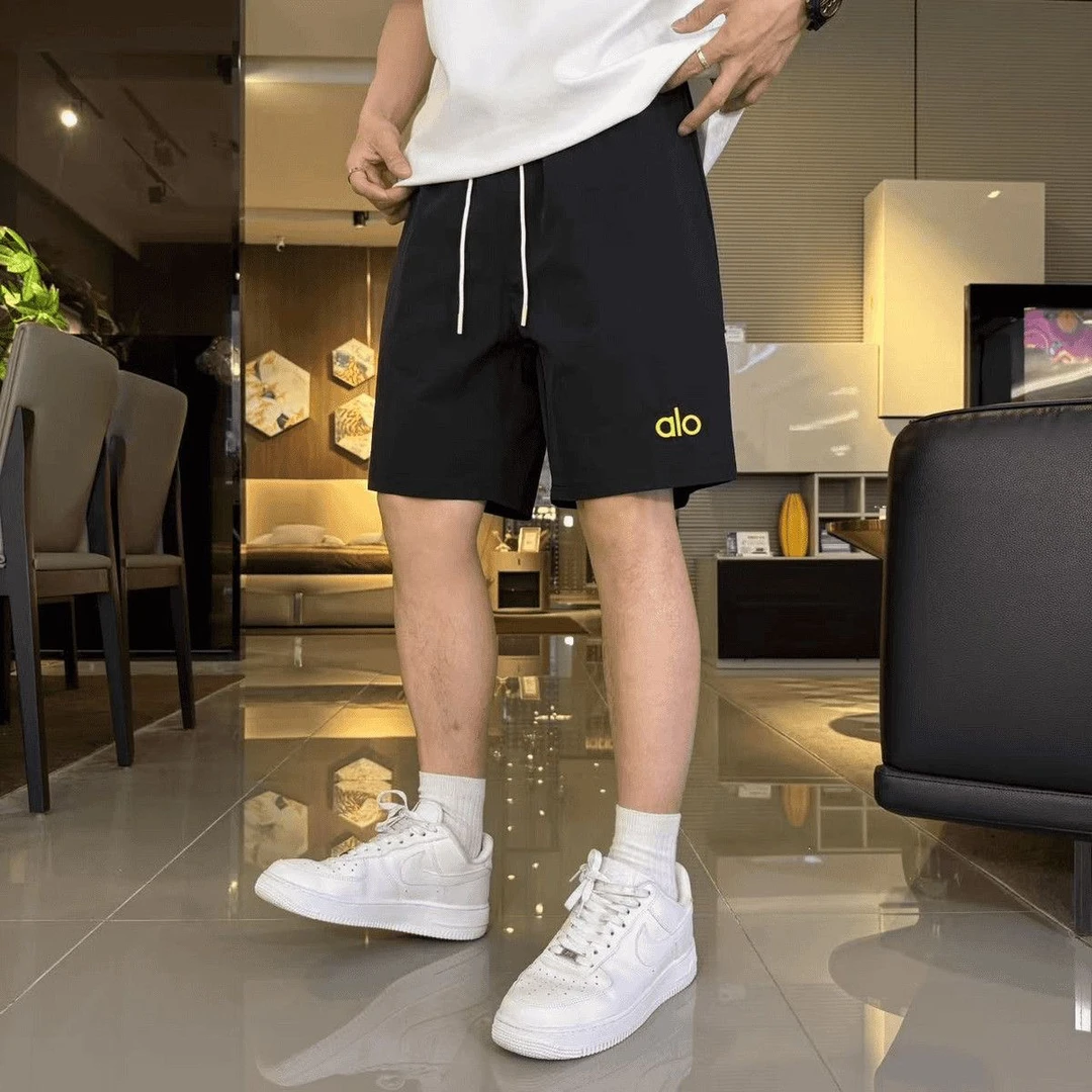 M小新款高档黑色休闲裤男士潮流百搭刺绣运动裤纯色长裤