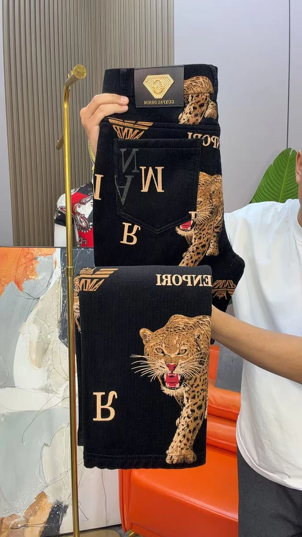 冬季新款立体提花时尚潮流百搭小直筒休闲裤