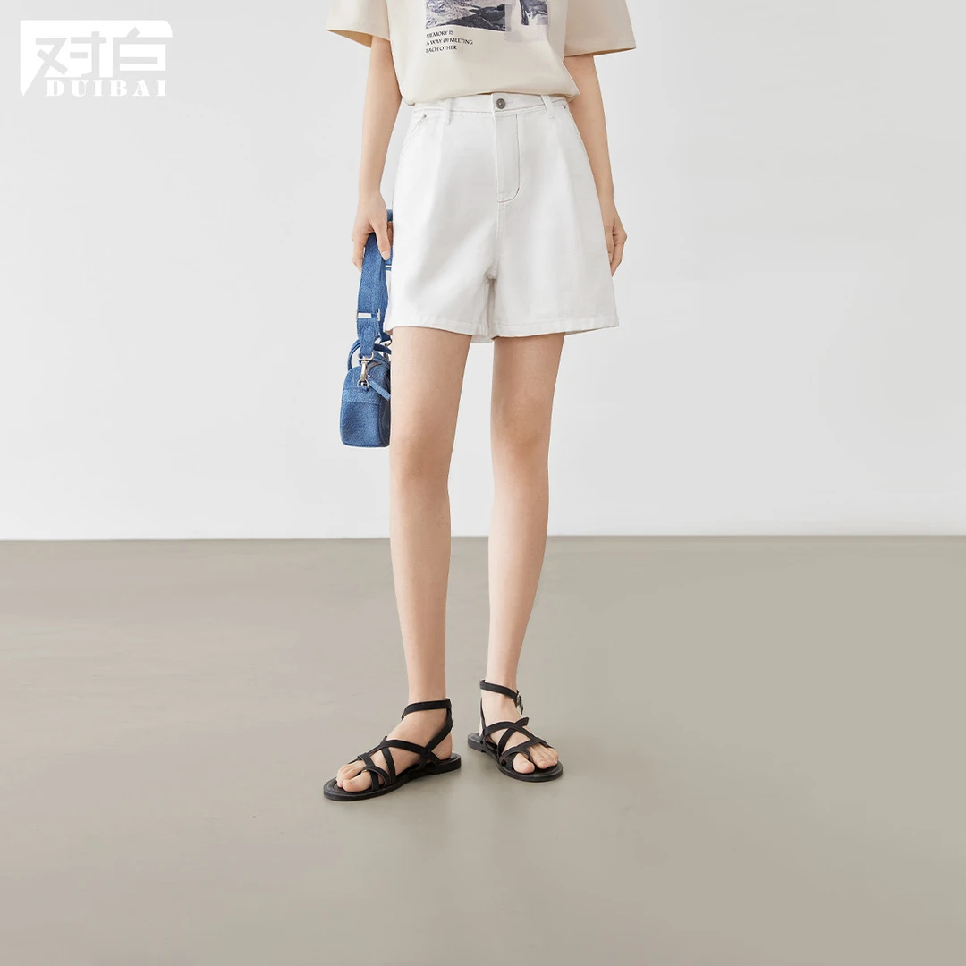 对白｜【100棉】2025夏装复古直筒牛仔裤小个子宽松女式短裤